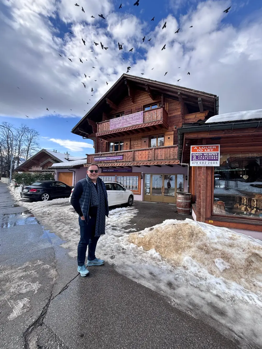 Dominic Murphy outside his former office in Switzerland
