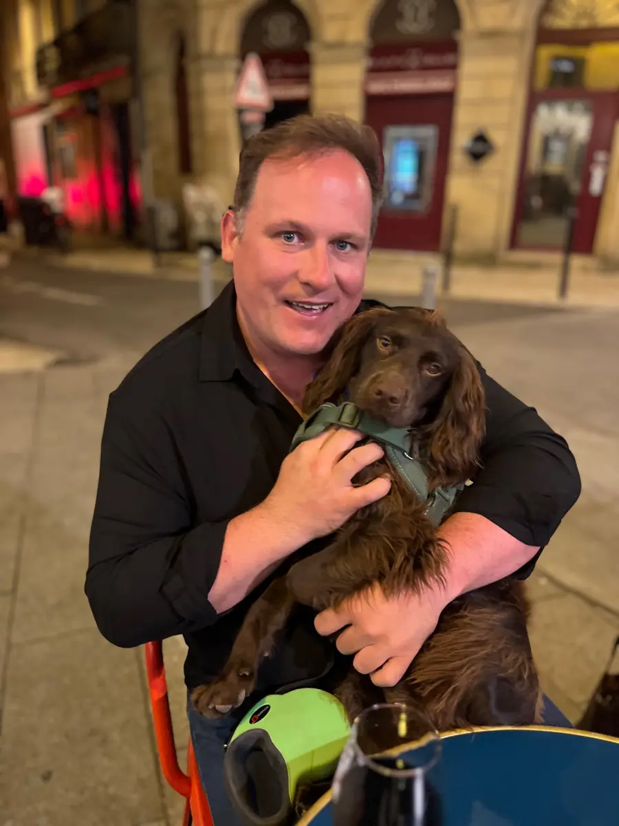 Dominic Murphy with his dog Woody